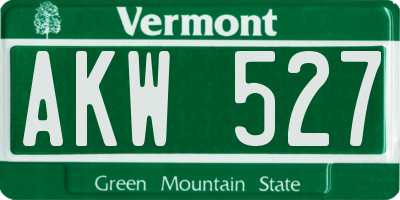 VT license plate AKW527