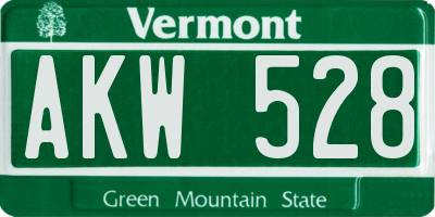 VT license plate AKW528