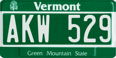 VT license plate AKW529