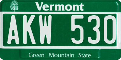 VT license plate AKW530