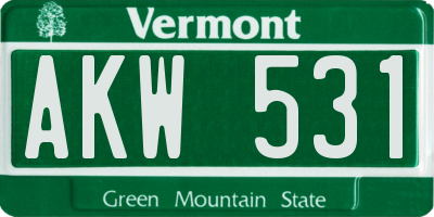 VT license plate AKW531