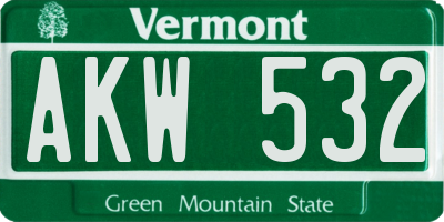 VT license plate AKW532