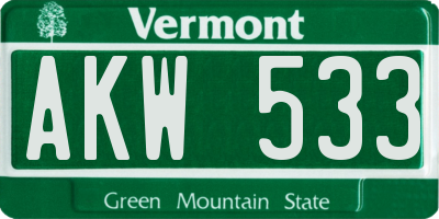 VT license plate AKW533