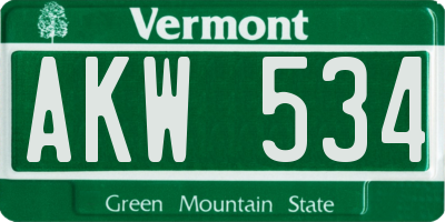 VT license plate AKW534