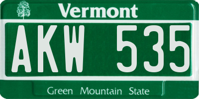 VT license plate AKW535