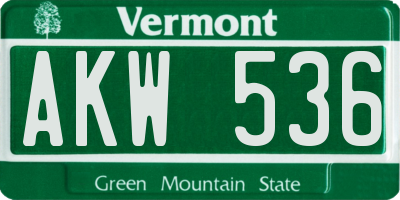 VT license plate AKW536