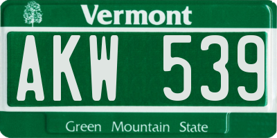 VT license plate AKW539