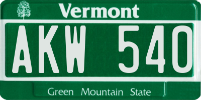 VT license plate AKW540