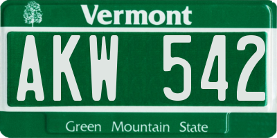 VT license plate AKW542