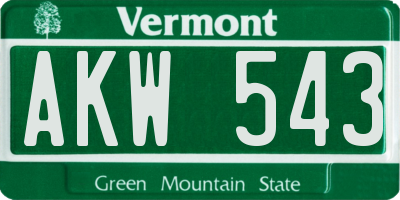 VT license plate AKW543