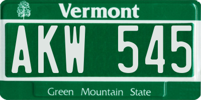 VT license plate AKW545