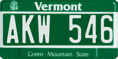VT license plate AKW546