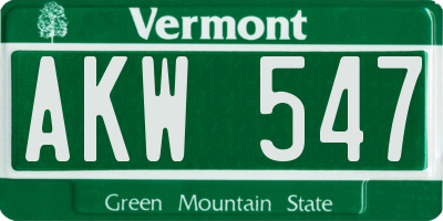 VT license plate AKW547