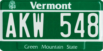 VT license plate AKW548