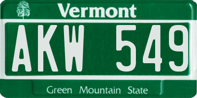 VT license plate AKW549
