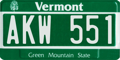 VT license plate AKW551