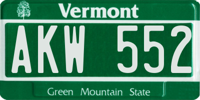 VT license plate AKW552