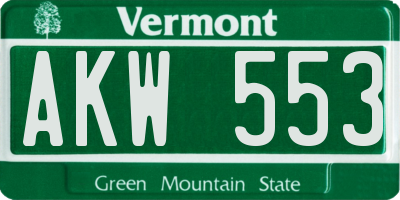 VT license plate AKW553