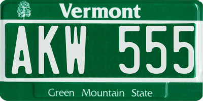 VT license plate AKW555