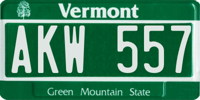 VT license plate AKW557