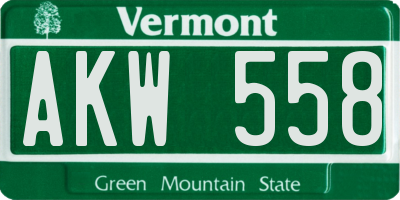 VT license plate AKW558