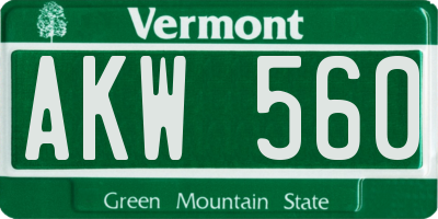 VT license plate AKW560