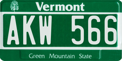 VT license plate AKW566