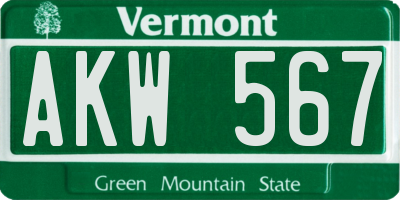 VT license plate AKW567