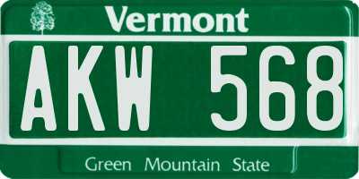 VT license plate AKW568