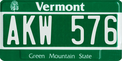 VT license plate AKW576