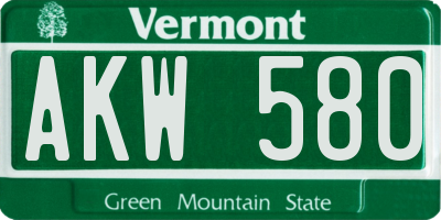 VT license plate AKW580