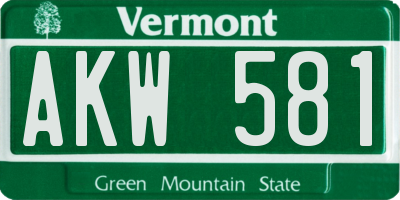 VT license plate AKW581