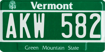 VT license plate AKW582