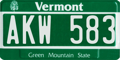 VT license plate AKW583