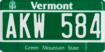 VT license plate AKW584