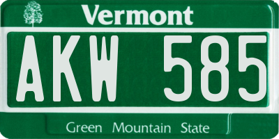 VT license plate AKW585
