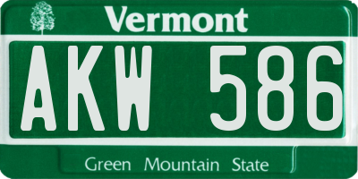 VT license plate AKW586