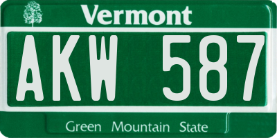 VT license plate AKW587