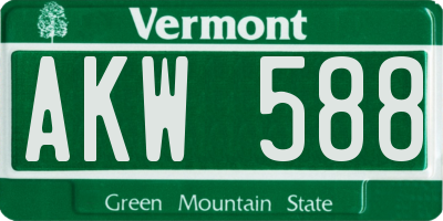 VT license plate AKW588