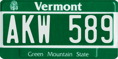VT license plate AKW589