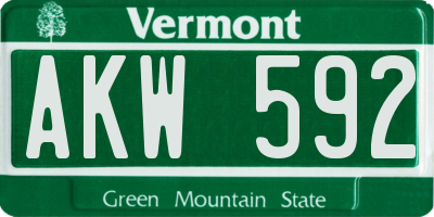 VT license plate AKW592