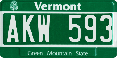 VT license plate AKW593