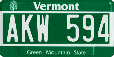 VT license plate AKW594