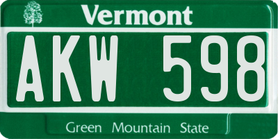 VT license plate AKW598