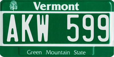 VT license plate AKW599