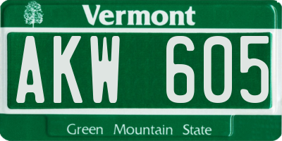 VT license plate AKW605