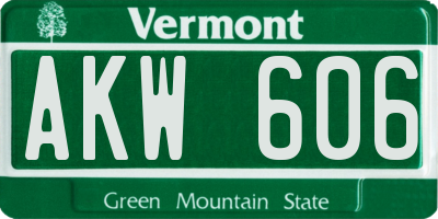 VT license plate AKW606