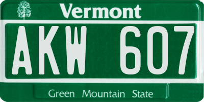 VT license plate AKW607