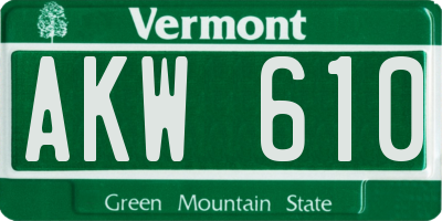 VT license plate AKW610