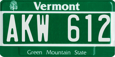 VT license plate AKW612
